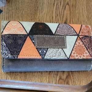 Sixtease Orange, Brown & Cream Geometric Triangle Wallet